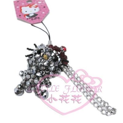 ♥小公主日本精品♥Hello kitty凱蒂貓銀黑色串珠造型公仔吊飾飾品-站姿款 可掛包包送人禮物67899302