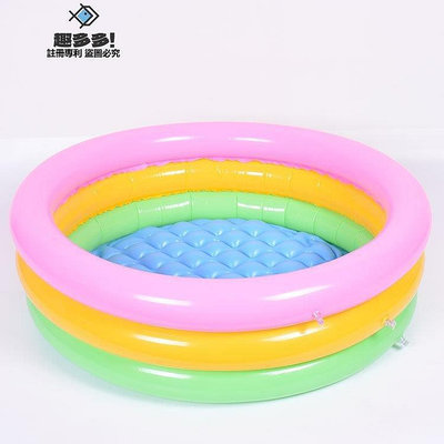 新款推薦 廠家直發120cm 圓形PVC彩虹水池三色三層兒童充氣玩具嬰兒游泳池 可開發票
