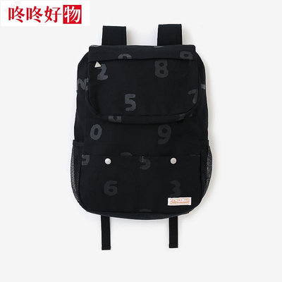 日本潮牌 23新款 SOUSOU帆布後背包 簡約大容量 耐磨 黑色數字後背包 書包 電腦包~咚咚好物~