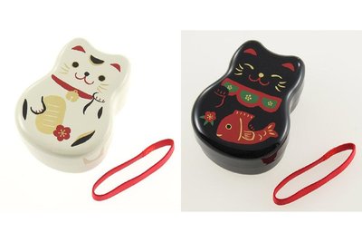 《散步生活雜貨-廚房散步》日本製 HAKOYA 和風 招財貓造型 兩層式 餐盒 便當盒(附叉子) - 兩色選擇