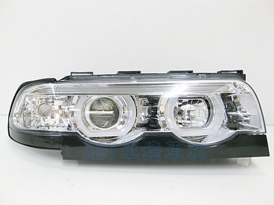 ~~ADT.車材.車材~~BMW E38 95~03 LED U型光柱光圈魚眼銀底大燈一組