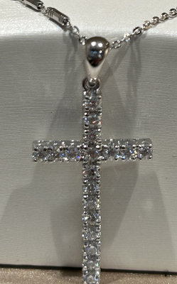 【JEMFU】鑽石十字架墜子 #可刷卡可分期 18K白金 18顆鑽石0.36克拉 全長:32mm