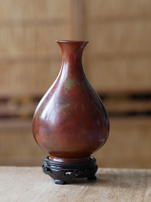 x日本斑銅花瓶，銅花器，玉壺春，日本國家指定傳統工藝品，八百年