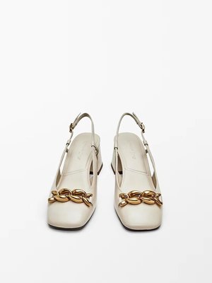 【熱賣精選】西班牙 Massimo Dutti女鞋 夏季新品 粗高跟淺口穆勒鞋 一字中跟方頭涼鞋