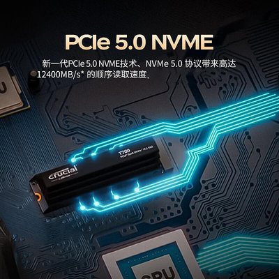 英睿達美光T700系列 pcie5.0 1/2TB m2筆電臺機電腦SSD固態硬碟