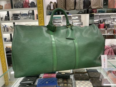 ㊣東區正精品㊣LV Louis Vuitton Vintage 綠色EPI水波紋旅行袋 55CM Keepall RZ2492