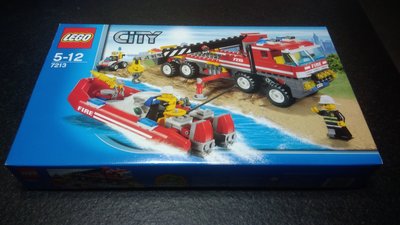 [二手樂高,]樂高,Lego 7213 消防車, 消防船 沙灘車 消防員 雲梯車