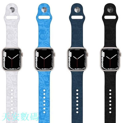 適用於Apple Watch 1-8代 SE錶帶 哆啦A夢矽膠錶帶 時尚小香風表帶