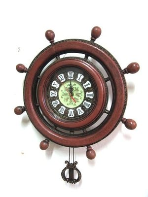 香格里拉生活館^~^維多利亞 古典 歐式 仿古 船舵 鐘面 壁鐘 掛鐘