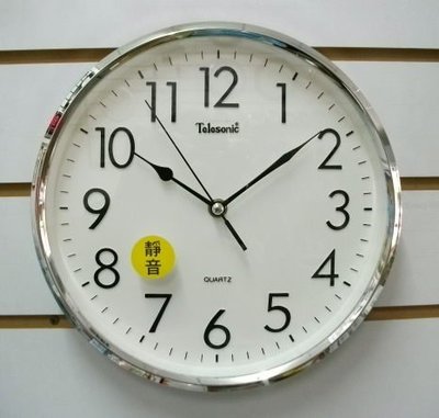 [裕明鐘錶] Telesonic天王星 日本滑動式靜音機芯圓形精緻掛鐘(銀色)~S3602
