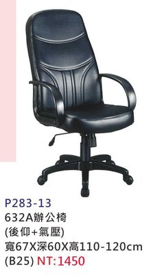 【進日興家具】P283-13 632A辦公椅(黑色)(氣壓+後仰) 主管椅 電腦椅 台南。高雄。屏東 傢俱宅配