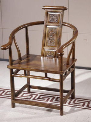 圍椅太師椅仿古茶椅豪華官帽椅家用主人椅子實木圈椅原木色