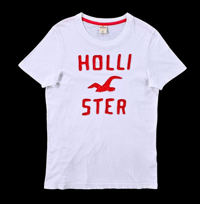 Hollister 海鷗 桃紅色刺繡貼布logo 短袖T恤 (L) #4091 (一元起標 無底價)