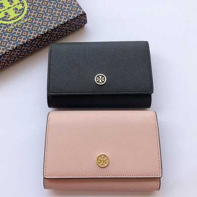 【琳精品】 tory burch TB   8814 新款十字紋牛皮 錢包 三折錢包 撞色搭配 錢夾 皮夾