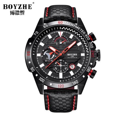 男士手錶 BOYZHE品牌時尚商務機械錶皮帶機械手錶休閑防水男士手錶外貿爆款
