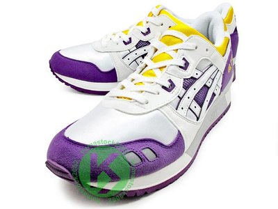 2013 復古慢跑鞋 ASICS GEL-LYTE III 3 白紫黃 絨布面 網布 亞瑟士 H305N-0101