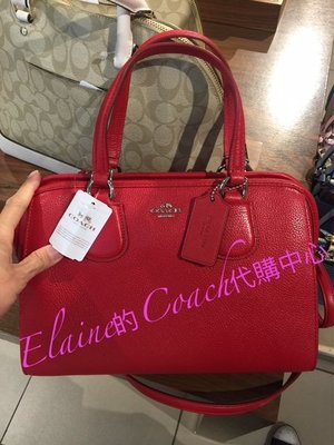 EL~COACH 35650 (專櫃款) 紅色 荔枝紋防刮牛皮 手提/斜背包 現貨 付購買收據 特價4980免運