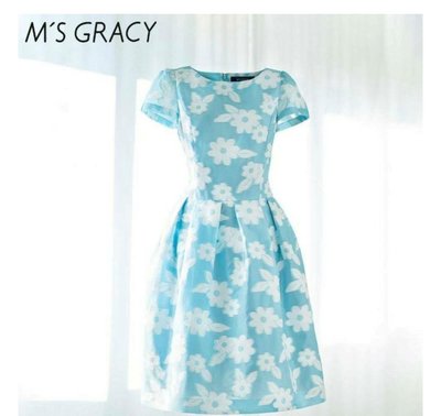 現貨M's gracy 春夏目錄款天空藍花朵洋裝 40號