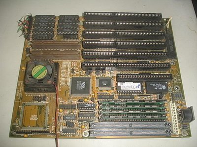 【電腦零件補給站】486 CPU DX2-66MHz AT 6個 ISA 工業  主機板+CPU+記憶體 整套