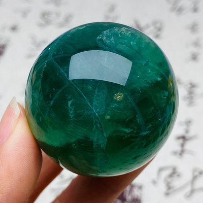 【二手】B528天然綠螢石水晶球擺件綠色水晶原石打磨屬木客廳辦公家居 水晶 天然水晶 擺件【久藏館】-587