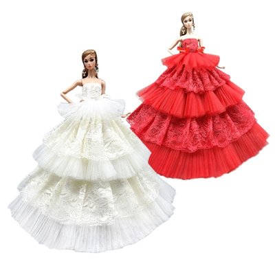 多層芭比娃娃婚紗 玩具洋娃娃禮服 6分30公分娃娃婚紗 心怡FR OB 娃娃禮堂服飾CC小铺