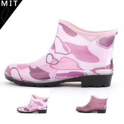 女款 MIT製造 花紋舒適防水防滑短筒雨鞋 雨靴 Ovan