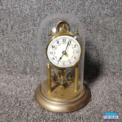現貨熱銷-德國古董老式機械發條400天鐘扭擺鐘空氣鐘功能故障缺件擺件鐘表