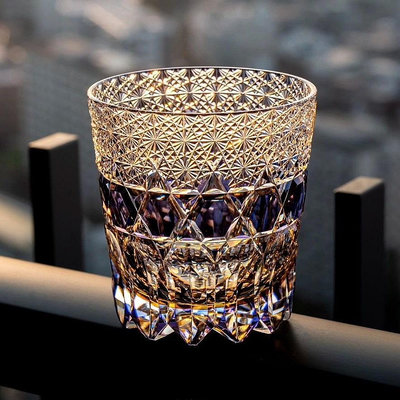 【撿漏】kagami紫螢石江戶切子高顏值水晶杯套色洋酒杯洛g