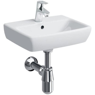 瑞士 Geberit Selnova 方形壁掛式洗手盆，中心龍頭孔 500mm x 420mm白色