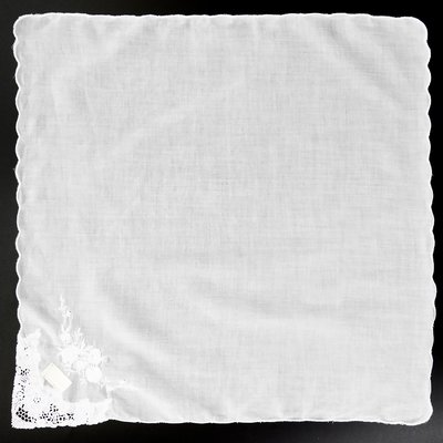 法國奢華品牌Nina Ricci白色刺繡手帕 薄如蟬翼