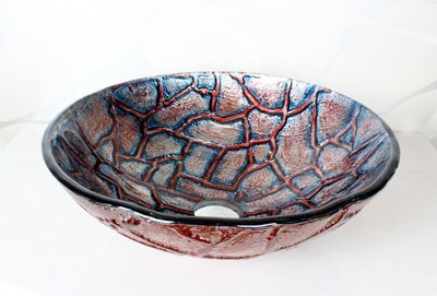 FUO衛浴:42x42公分 琉璃工藝 彩繪藝術強化玻璃碗公盆 (BW219) 期貨!