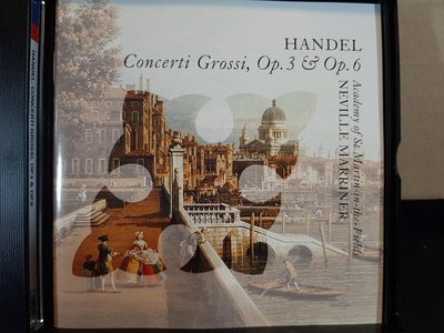 Marriner,Handel-Concerti Grossi,Op.3&6,馬利納指揮聖馬汀學院管弦樂團，演繹韓德爾-大協奏曲作品3 & 6,3CD,如新。