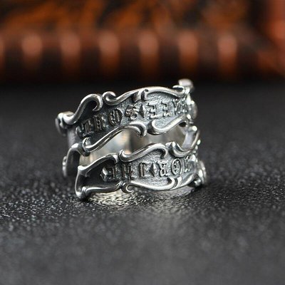 極致優品 純銀戒指復古做舊不規則設計銀飾指環S925銀哥特式銀飾男士活口 YS1967