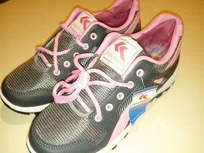 POWTANSIA 休閒運動鞋 25.5號 臺灣製造 黑底粉色 全新品 帆布+網布+合成皮革鞋面 麗新布+BK針織布內裡