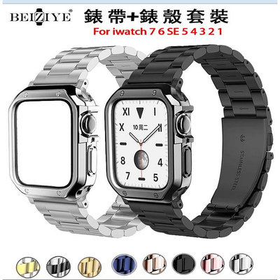 iwatch17錶帶套 屬不鏽鋼三株蘋果錶帶 適用於apple watch7 6-3C玩家