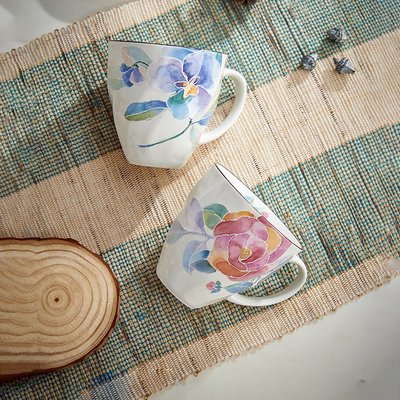 日本進口和藍水杯茶杯日式陶瓷對杯套組生日禮物女士馬克杯