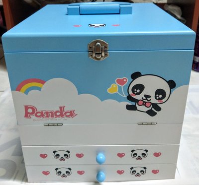 【二手未使用】Laurel Gift House：木製可提式化妝箱-熊貓Panda