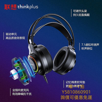 頭戴式耳機Lenovo/聯想G20電腦耳機頭戴游戲降噪發光有線耳麥臺式筆記本臺式