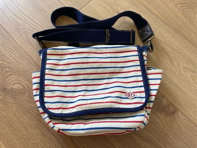 日本 [ROOTOTE] 紅藍白條紋 / 棉質，側背媽媽包，二手