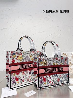 新品 Dior迪奧  book tote購物袋tote包 容量足 布提花手提包 配內膽/絲巾/星星促銷