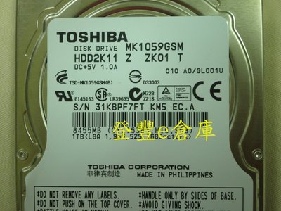 【登豐e倉庫】 YF265 Toshiba MK1059GSM 1TB SATA2 筆電硬碟