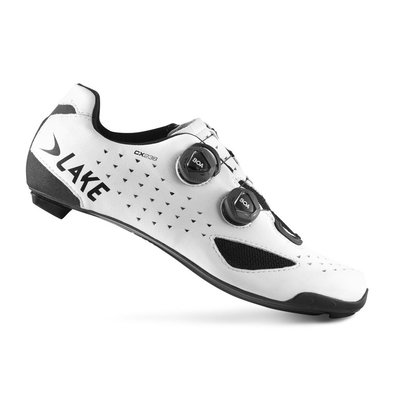LAKE CX238 WIDE系列超細纖維皮革/碳纖公路卡鞋 - 白｜寬楦設計・適合寬腳掌