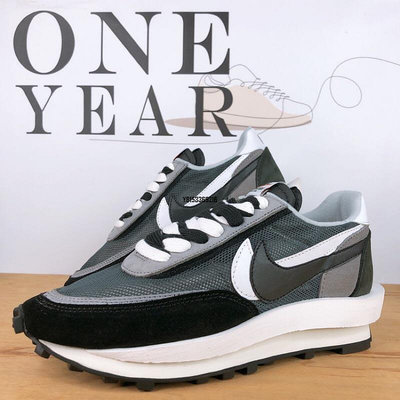ONE YEAR_ Sacai x Nike LDV Waffle 聯名 解構 網面 透氣 黑 白 BV0073-001潮鞋