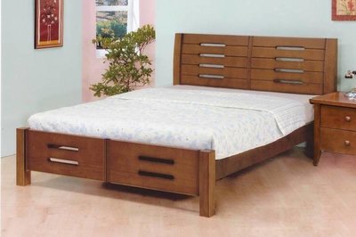 【萊夫家居】SN-311-2：淺胡桃6尺雙人床台【台中家具】床架 松木實木床 床板高低可調 鋼骨床枳 雙人加大