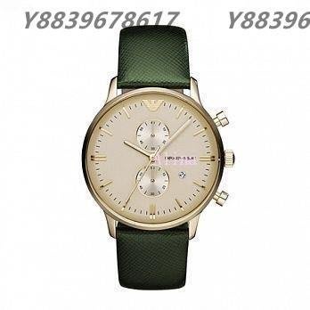 美國代購EMPORIO ARMANI 亞曼尼手錶 AR1722 情侶手錶 男款 手錶 腕錶 金邊綠錶