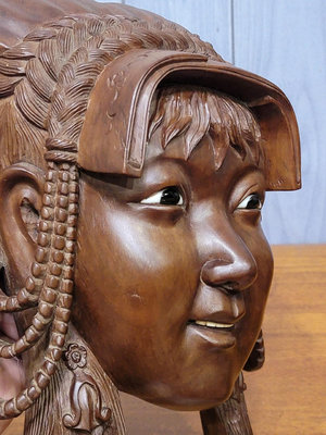 七八十年代龍眼木雕少數民族美少女面具純手工雕刻精工細作