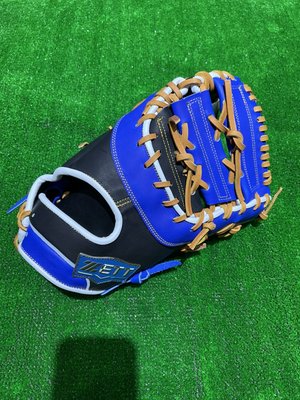 棒球世界全新ZETTA級硬式牛皮棒球一壘手手套藍黑配色特價一壘手