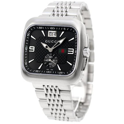 GUCCI  古馳 YA131305 手錶 40mm  方形面盤  黑色面盤 藍寶石鏡面 不鏽鋼錶帶 女錶 男錶