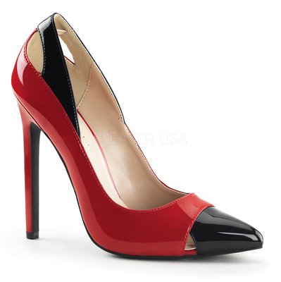 Shoes InStyle《五吋》美國品牌  PLEASER 原廠正品漆皮尖頭高跟包鞋 有大尺碼『黑紅色』