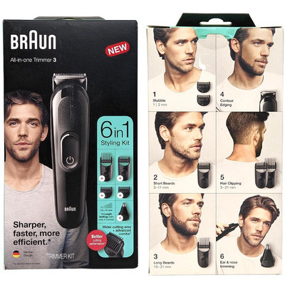 德國百靈 BRAUN MGK3220 六合一多功能修容器 理髮器 耳鼻修剪器 修容造型器 電動刮鬍刀 可充電 1年保固